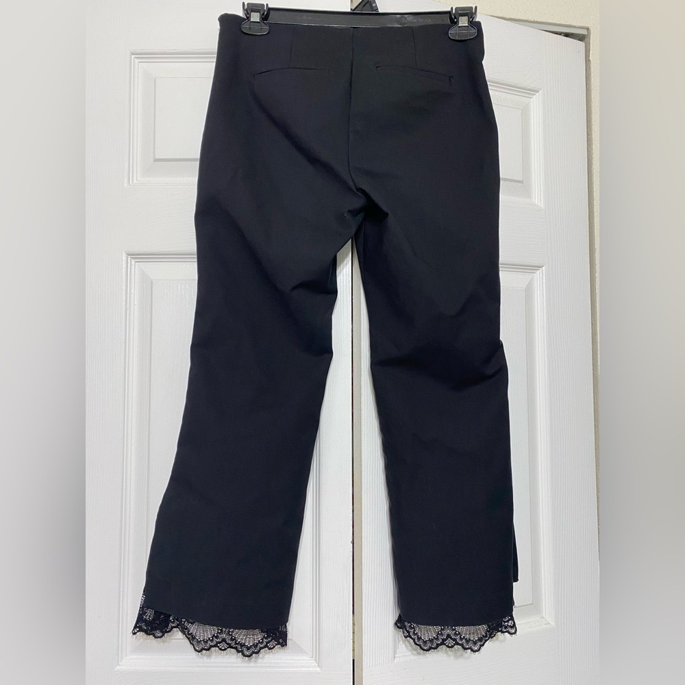 - Ecru Black Pants with Lace Hem size 6 - Picture 2 of 10